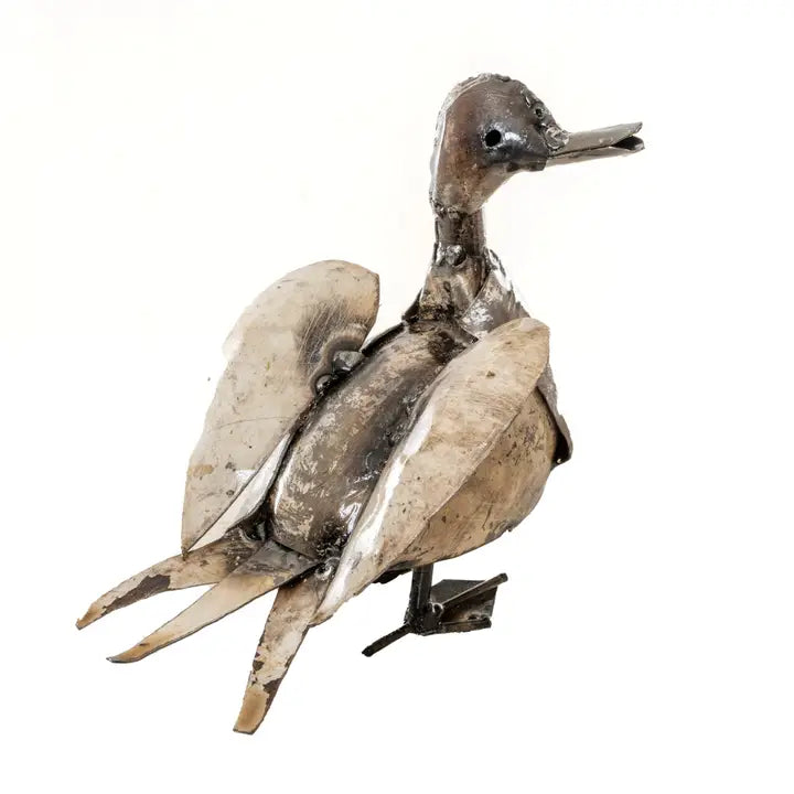Recycled Metal Duck Garden Sculpture