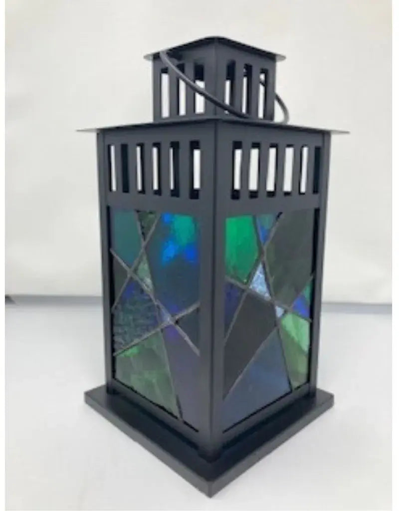 Blue/Green Abstract Glass Lantern by Andrew Reid