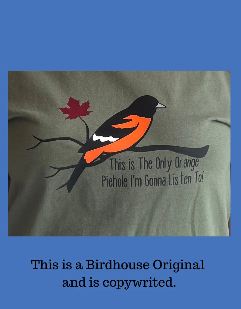 Green Gildan T-shirt w/ Orange Piehole Vinyl Design S-XL