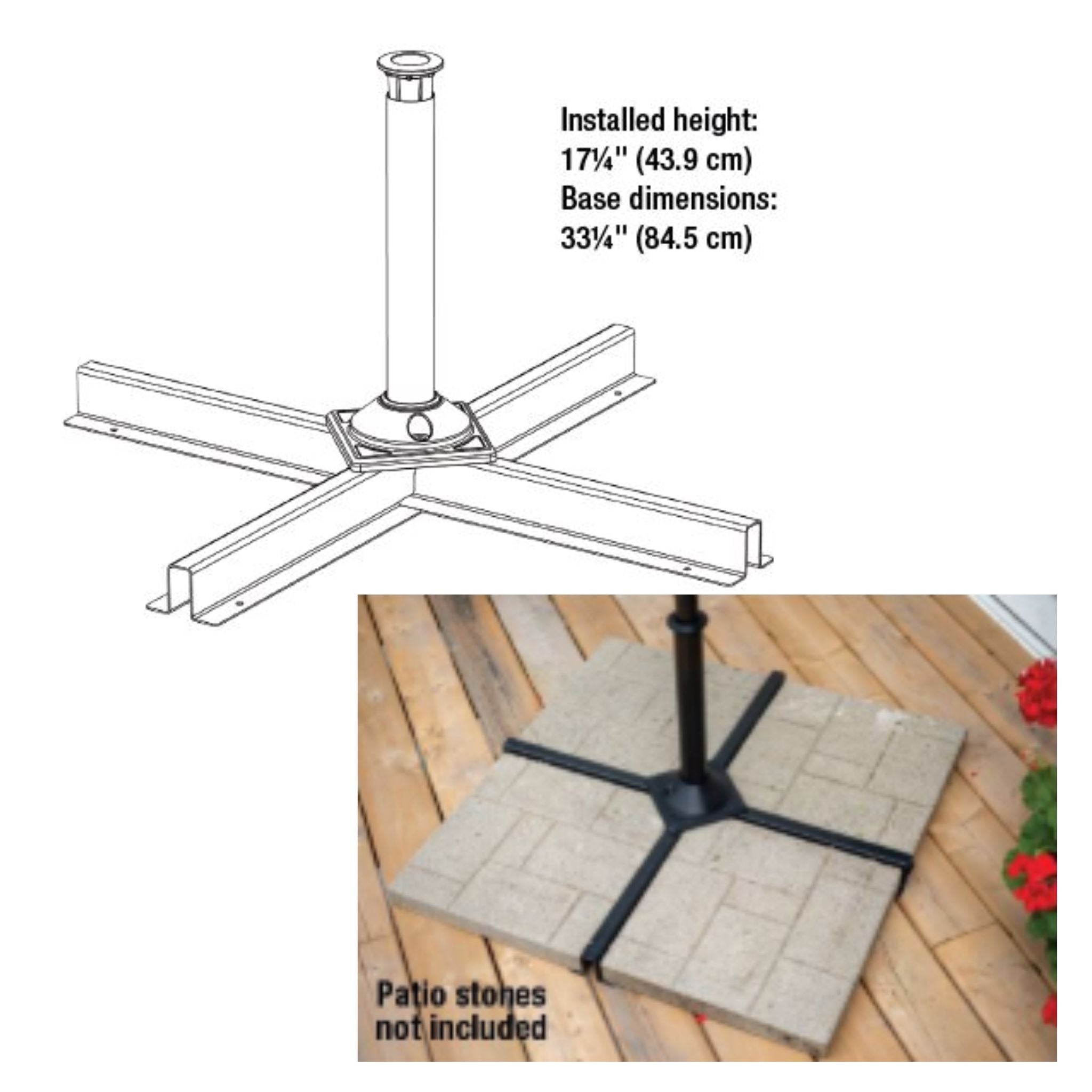 Brome Patio Base for pole systems 1"- 1.5"