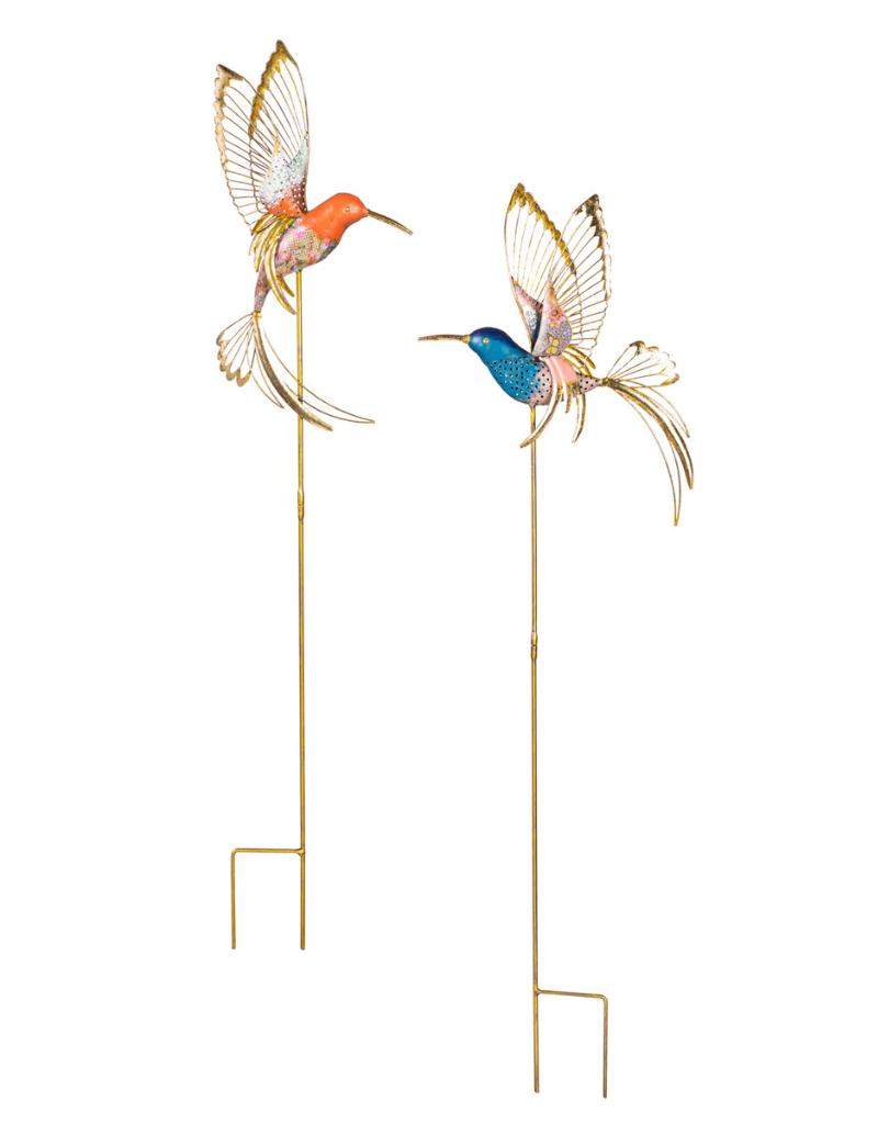 37" Metal Garden Stake Fluttering Hummingbird