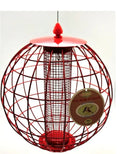 Red Caged Peanut/Sunflower Tube Feeder