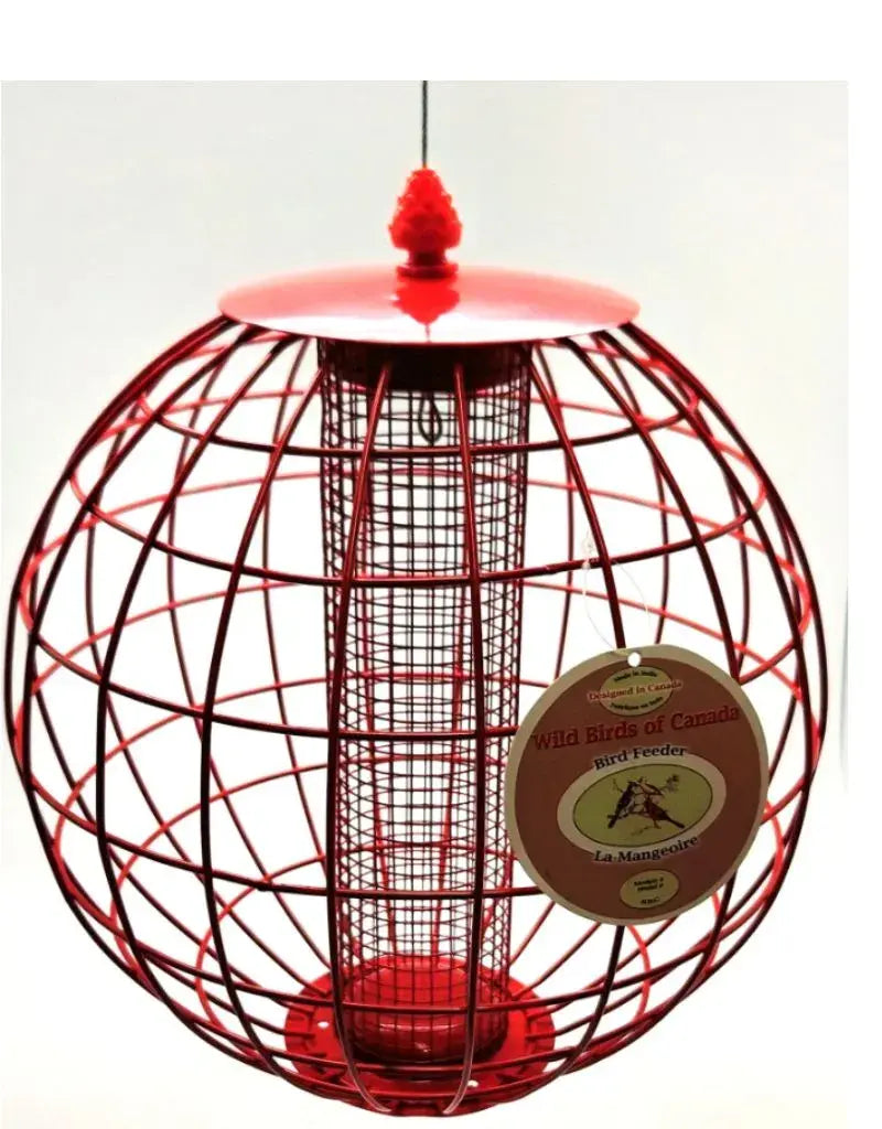 Red Caged Peanut/Sunflower Tube Feeder