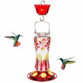 Glass Floral Hummingbird Feeder w/moat