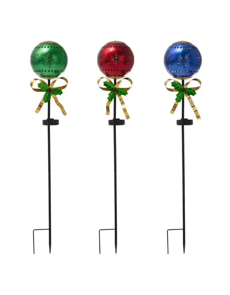 Metal Ball Holiday Solar Garden Stake