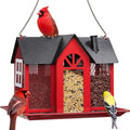 Cardinal Bird Feeder-RED/black roof, metal