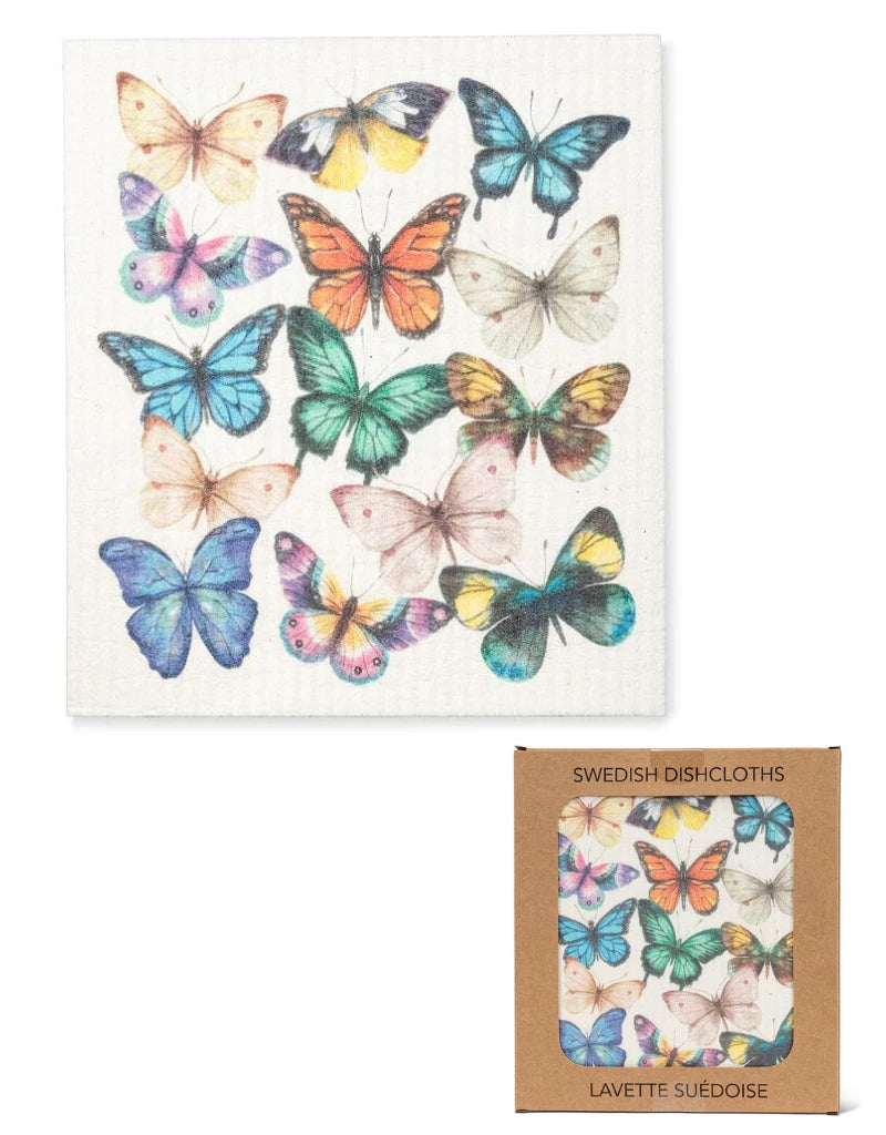 All Over Butterflies Dishcloth-6.75x7.5"L