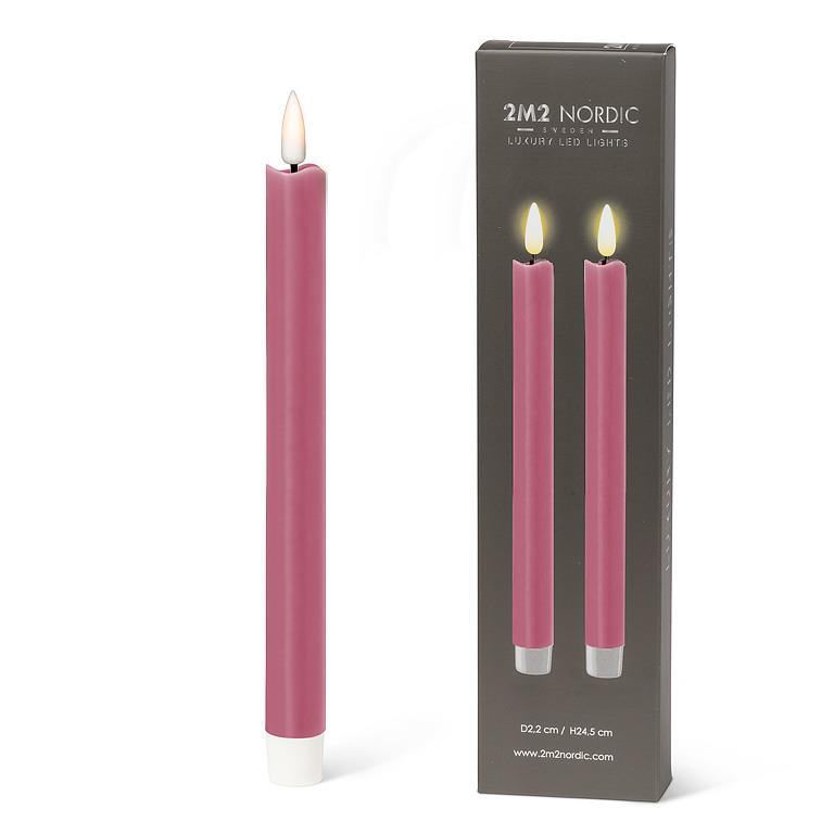 Set of 2 Rose LED Taper Candle-9.5"H