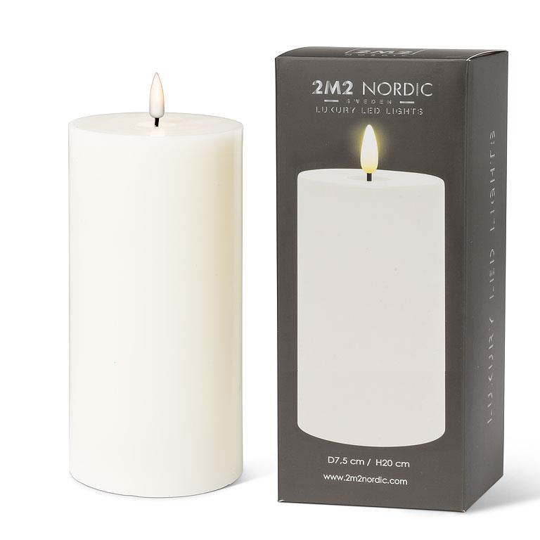 White LED Pillar Candle 4"x8"H