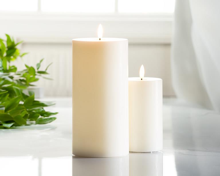 White LED Pillar Candle 4"x8"H
