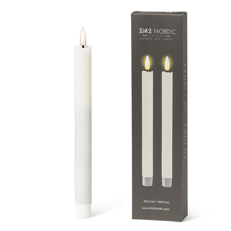 Set of 2 Ivory LED Taper Candles-9.5"H