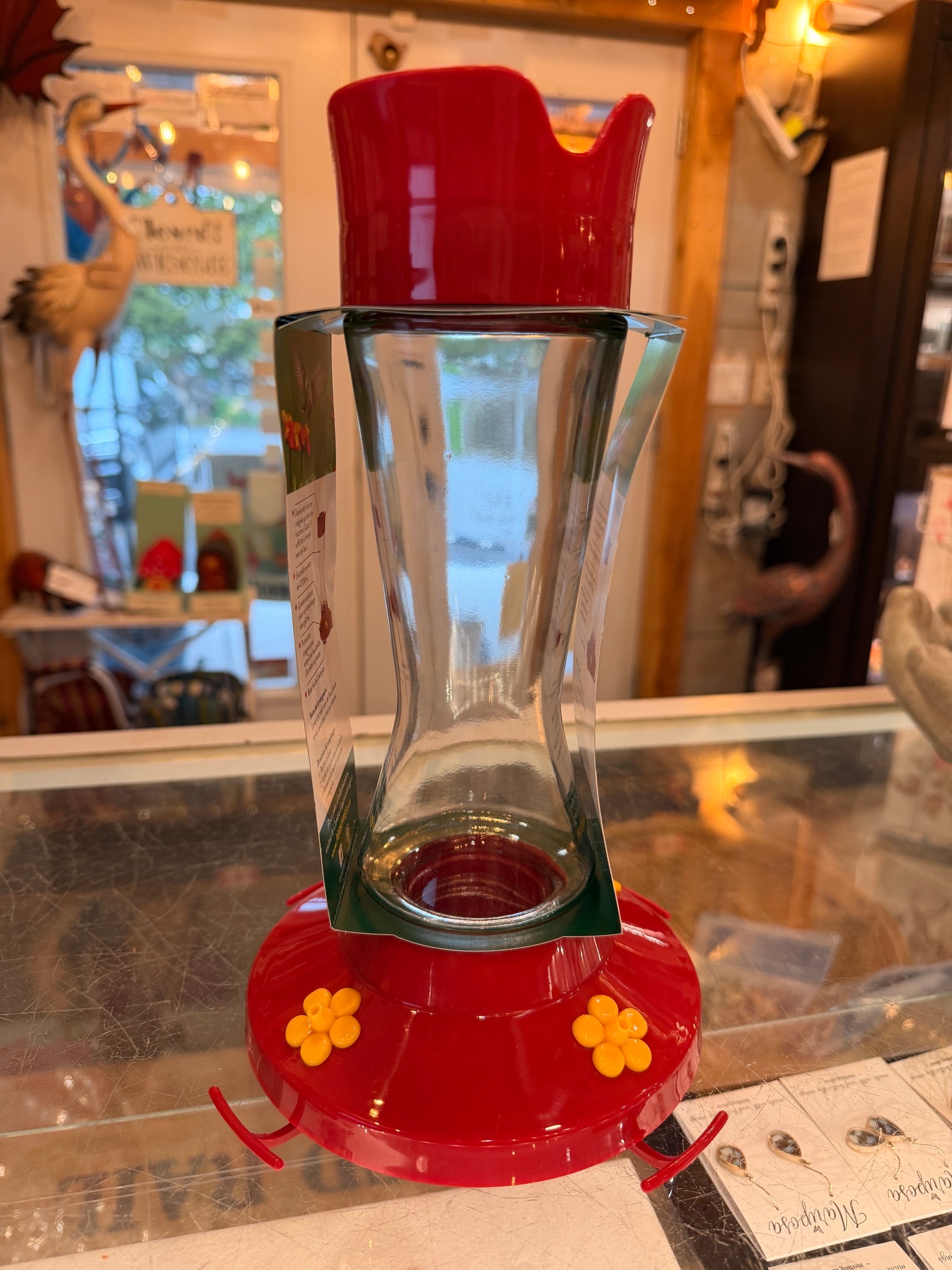 16 oz Glass Hummingbird Feeder