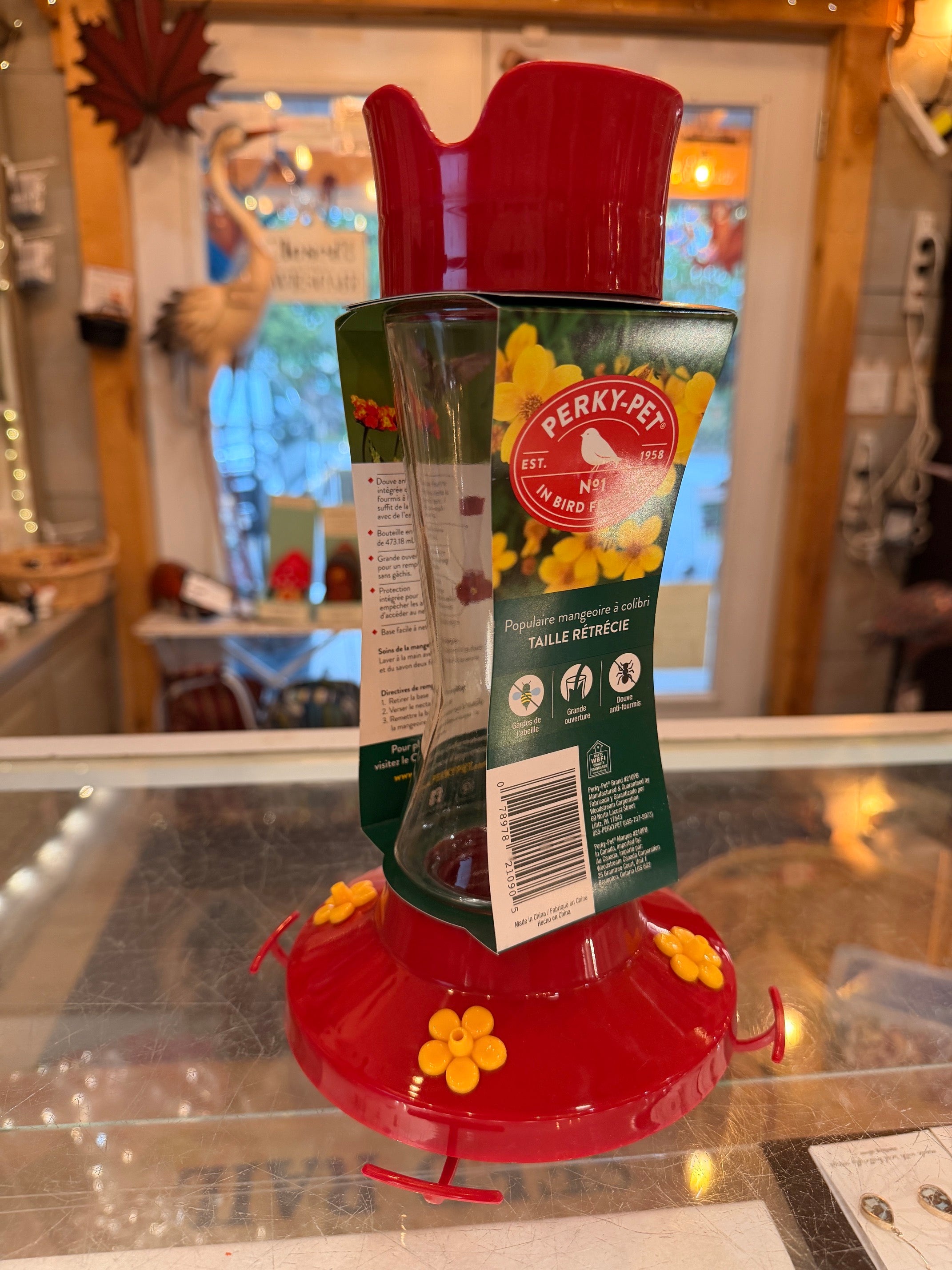16 oz Glass Hummingbird Feeder