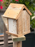Jean Long Birdhouse white heart over 1 1/4" portal