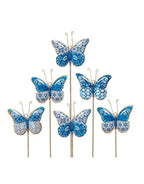 Blu/Wht Butterfly Plant Stake-6Asst-12"H