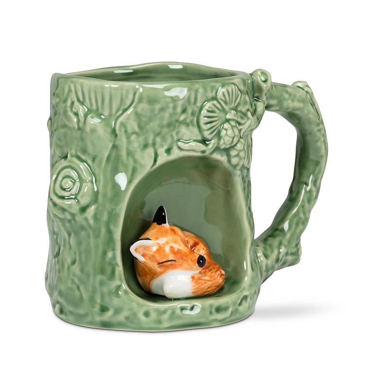 Tree Look Mug w/Fox-4"H(12oz)
