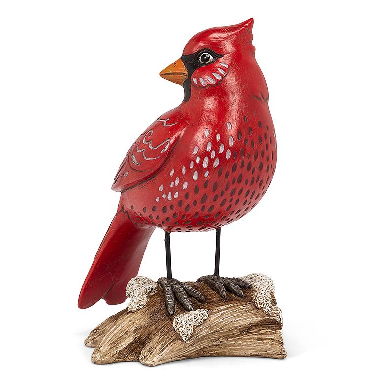 Standing Cardinal on a Log -8.5"H