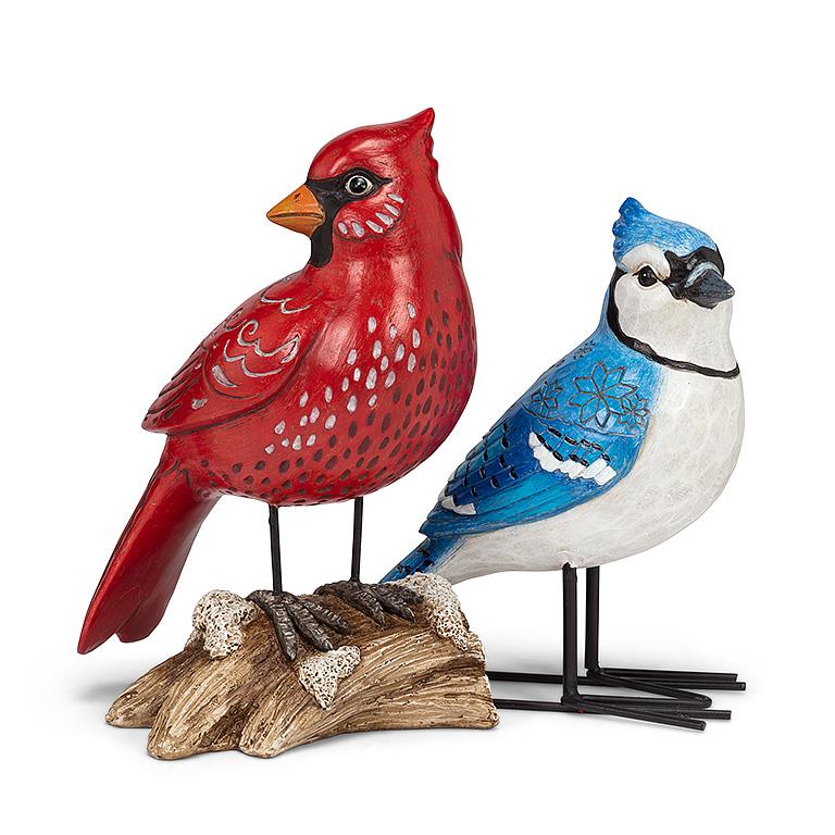 Standing Cardinal on a Log -8.5"H