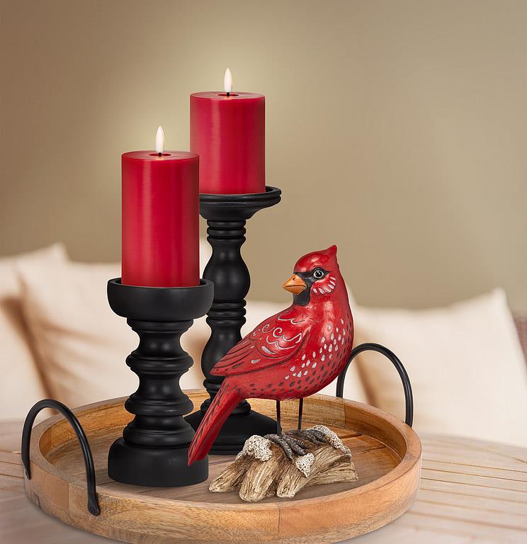Standing Cardinal on a Log -8.5"H
