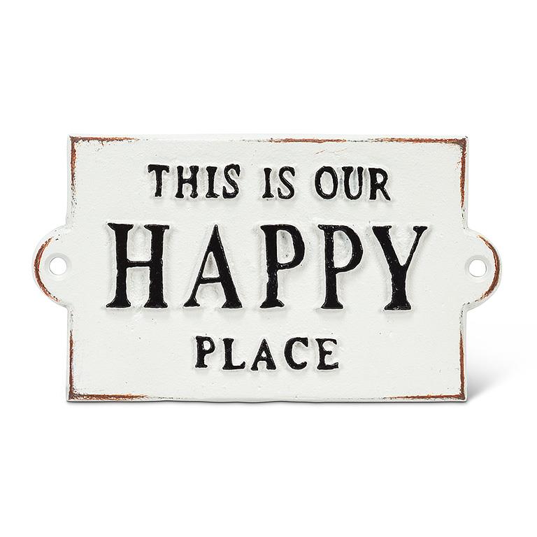 Happy Place... Sign-Wht-5.5"L