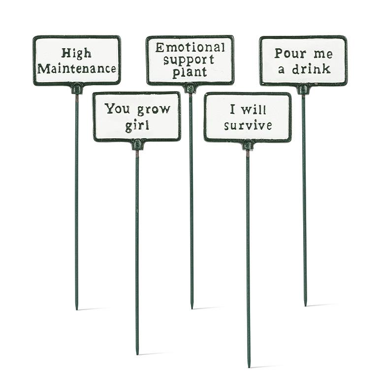 Plant Signs-Antique White and green with phrase