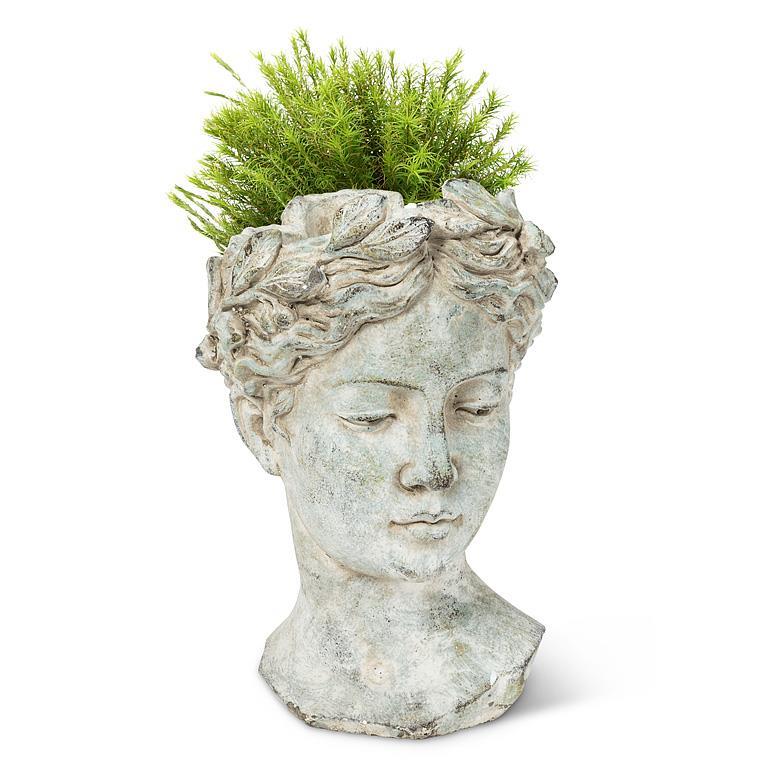 Lg Woman Head Planter - 10"H