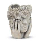 Woman w/Flower Halo Planter, 9.5"h