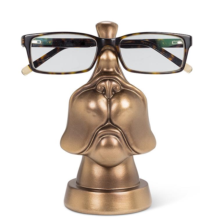 Dog Face Eyeglasses Holder-Bronze 6"high