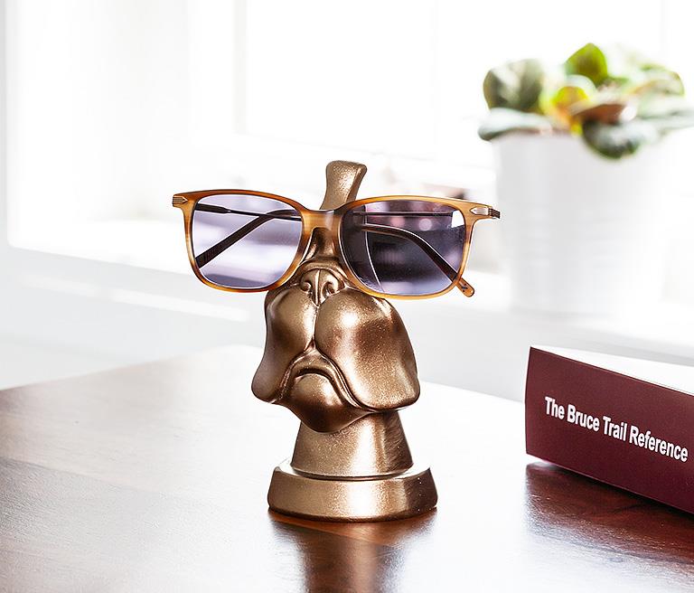 Dog Face Eyeglasses Holder-Bronze 6"high