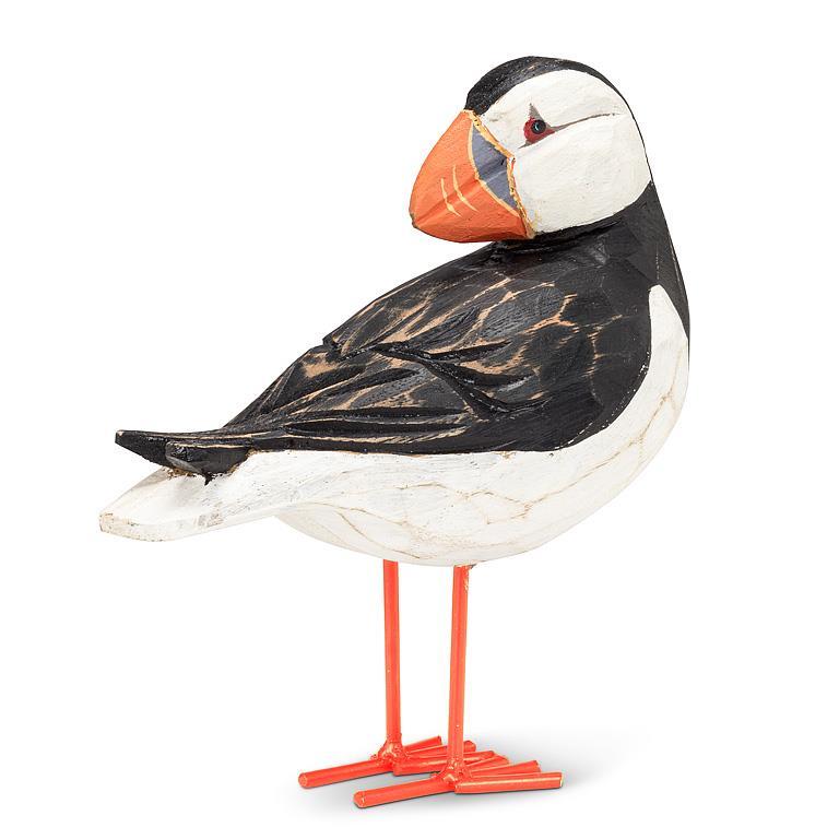 Lg Carved Puffin head back - 8.5" h
