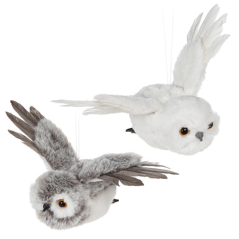 Flying Owl Ornament white or grey