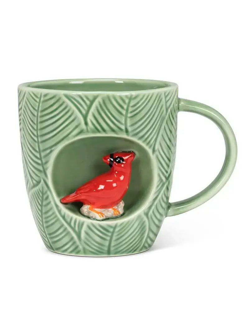 Leaf Mug w/Cardinal-4"H(12oz)