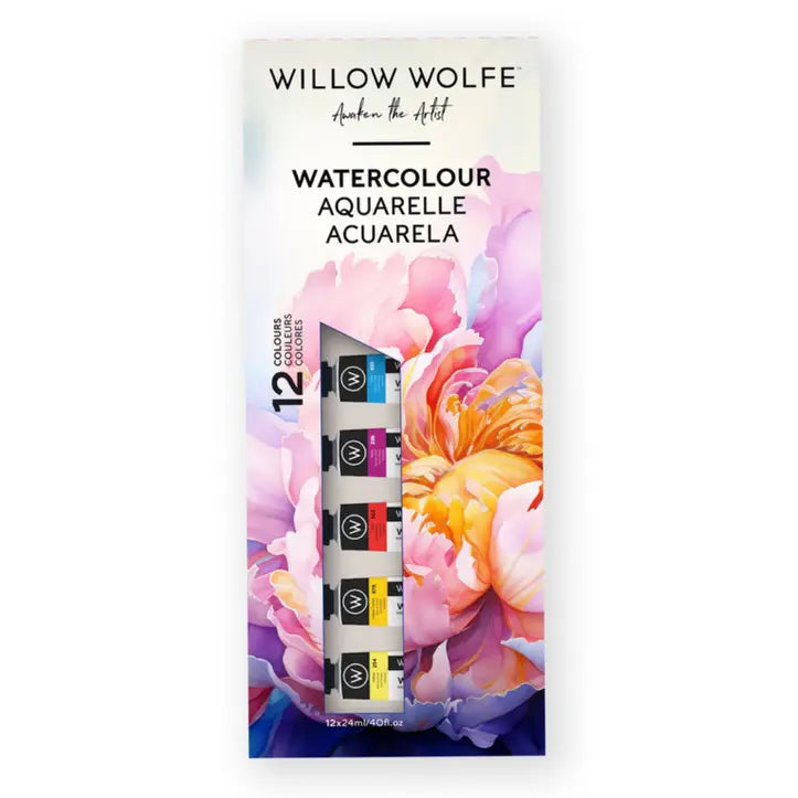Essentials Watercolour Set By Willow Wolfe: 12 X 12ml Watercolours - Made in Canada