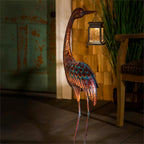 Blue Coastal Garden Statue, Decorative Metal Crane