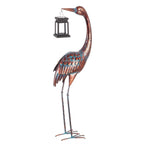 Blue Coastal Garden Statue, Decorative Metal Crane