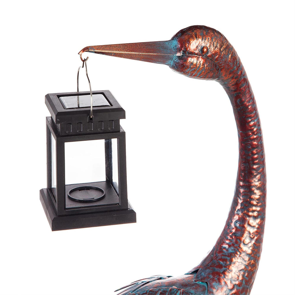 Blue Coastal Garden Statue, Decorative Metal Crane