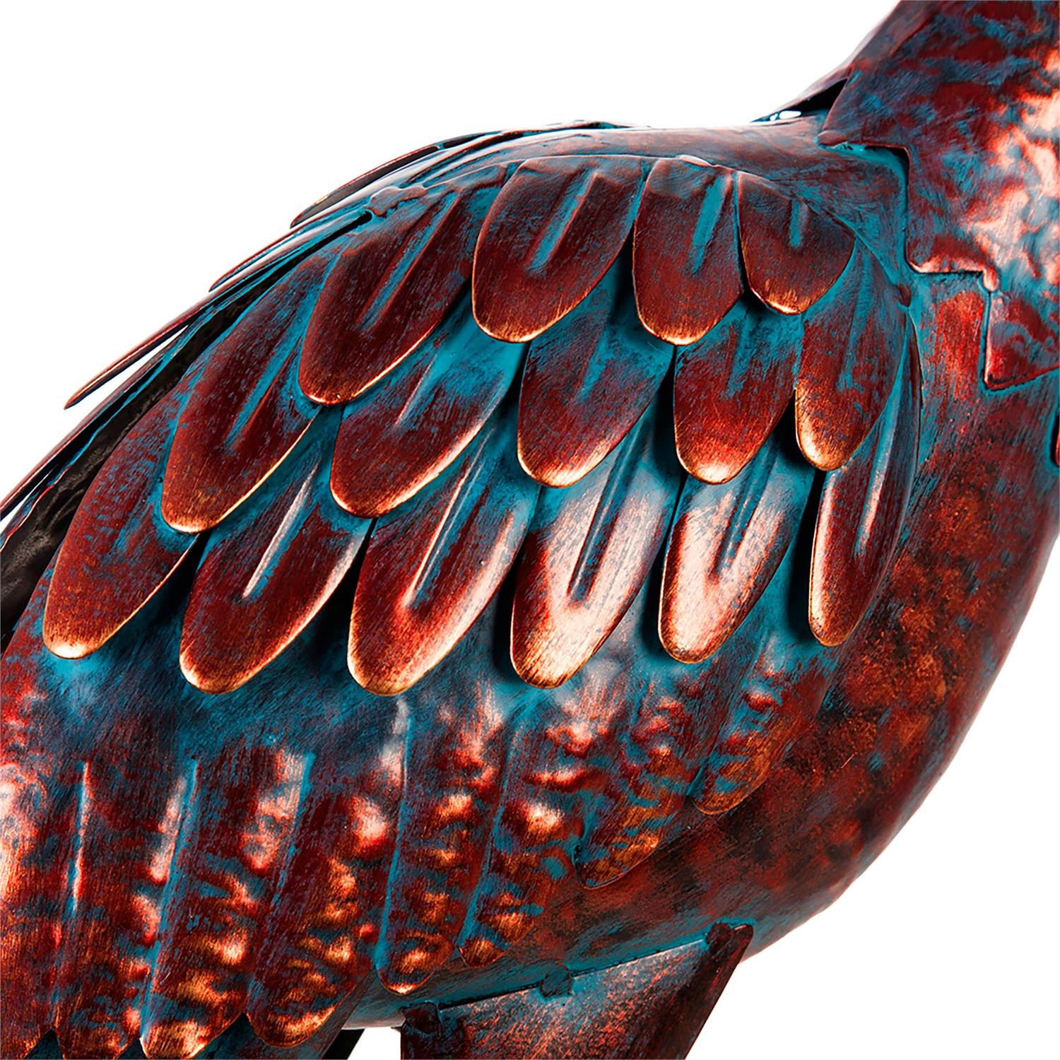 Blue Coastal Garden Statue, Decorative Metal Crane