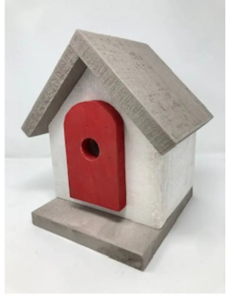 Jean Long Red/White/Grey Birdhouse , 1.25" hole