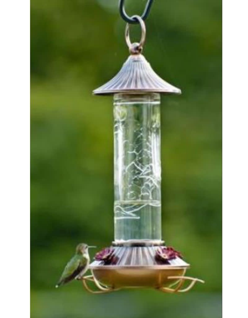 Embossed Glass Hummingbird Feeder