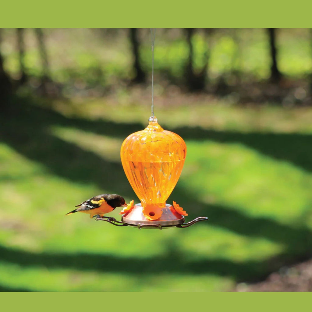 Art Glass Oriole Feeder - Copper Plated Base