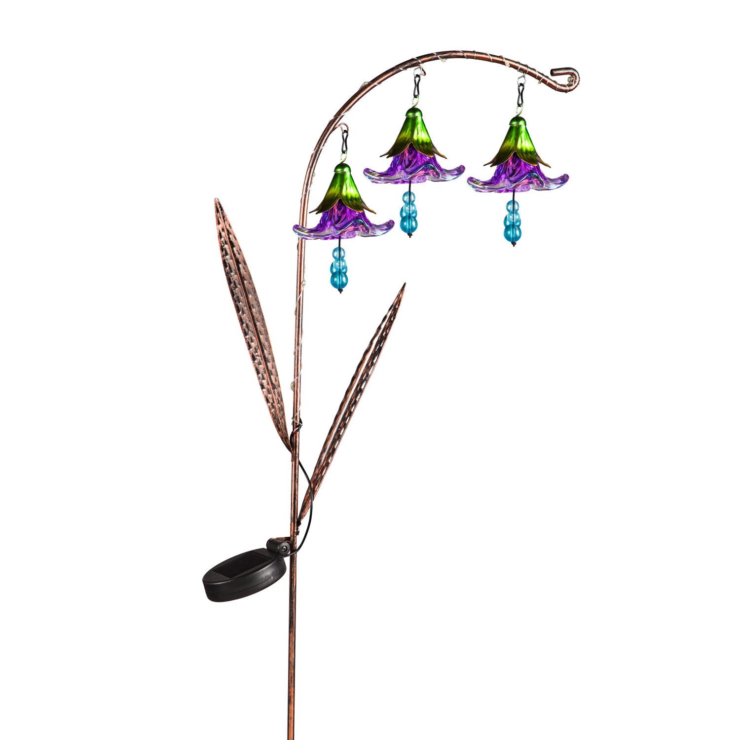 42"H Twinkling Light Solar Garden Stake w/Trio of Glass Flowers