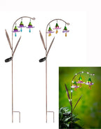 42"H Twinkling Light Solar Garden Stake w/Trio of Glass Flowers