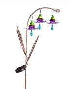42"H Twinkling Light Solar Garden Stake w/Trio of Glass Flowers