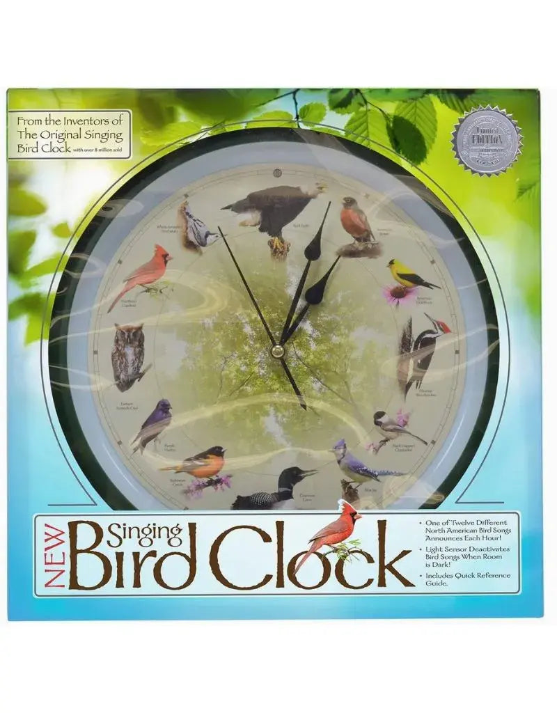 20th Anniversary Singing Bird Clock, 13", Green