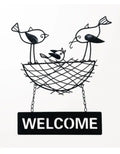 Welcome Birds Nest Hanging Sign, Black