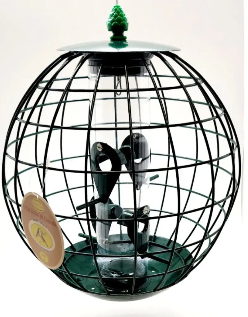 Green Round Caged Sunflower/Mixed Seed Tube Feeder