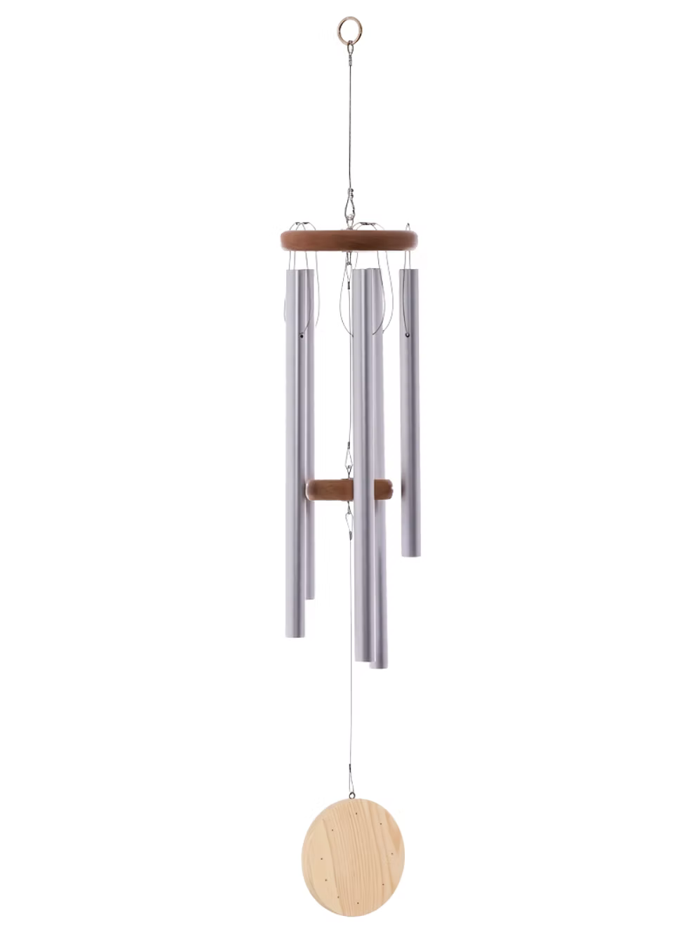 Picadilly Silver Satin Tube Wind Chimes in Natural