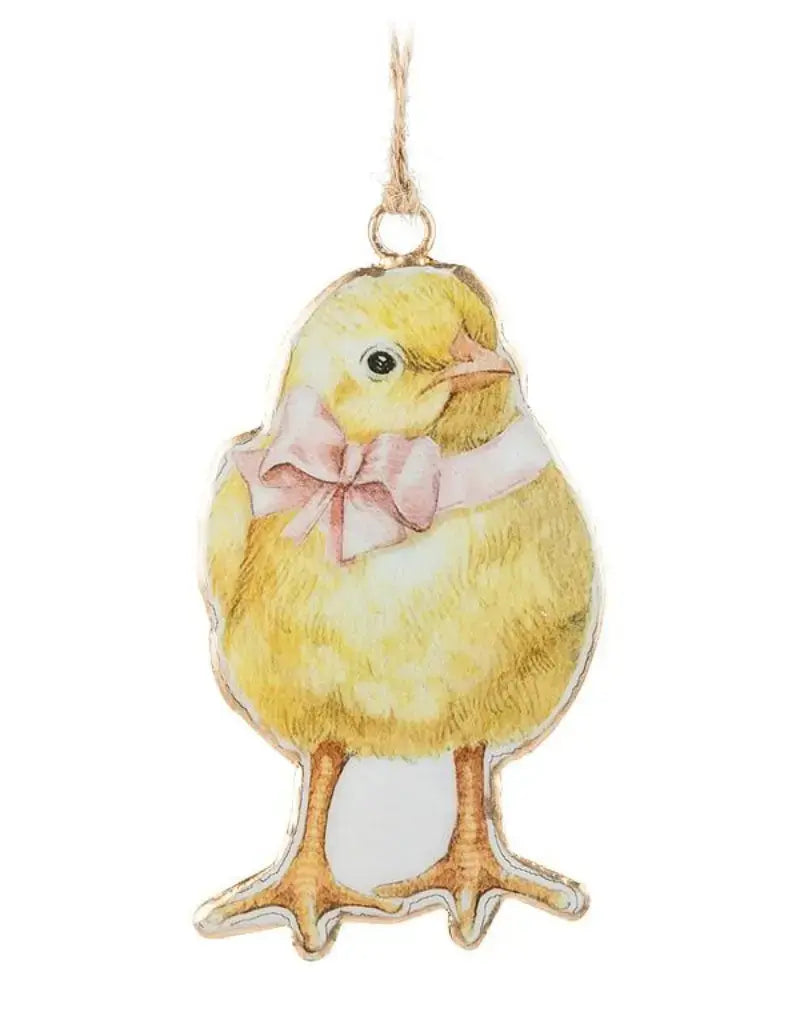 Easter Chick w/Bow Ornament-4"H
