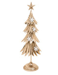 Large Gold Metal Tree with Snowflake, 7x21.5"