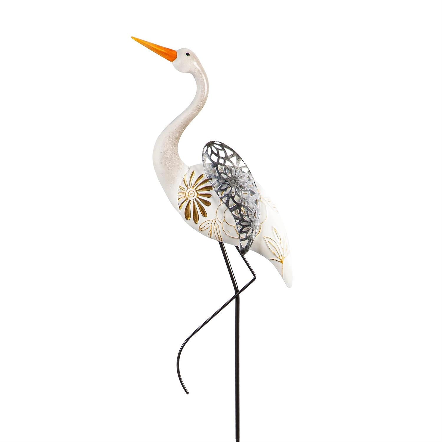 Seaside Retreat Garden Stake, Metal Decorative Crane, 41"